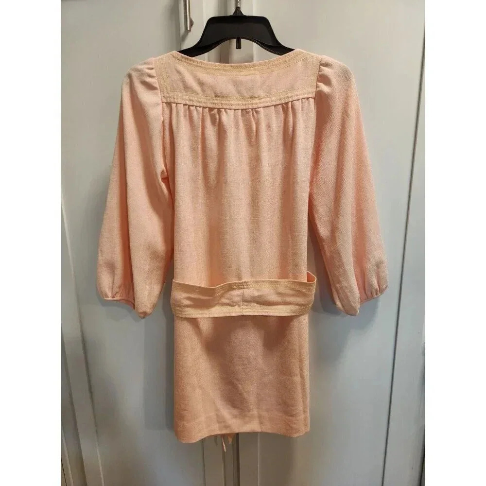 Tracy Feith Three Quarter Sleeve Knit Mini Dress Pink Neon Yellow Sz XS - Picture 5 of 9